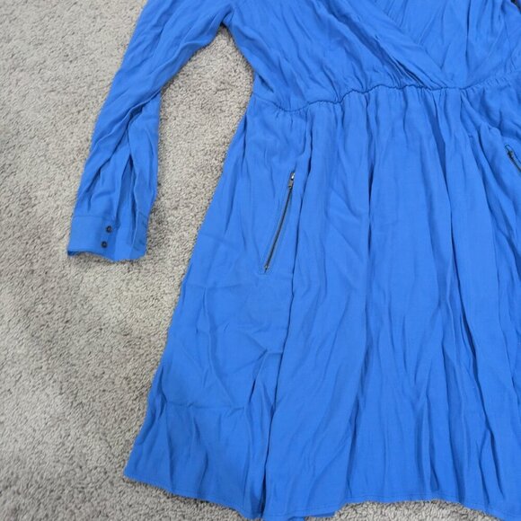 Maeve Anthropologie Lene Blue Faux Wrap Dress Small - Picture 2 of 10